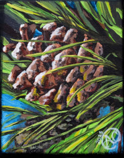 "Pinecone 2" (Commission)  Acrylic on Canvas 8"x10"