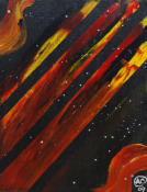 "Falling Comet 1" Acrylic on Canvas 7"x9"