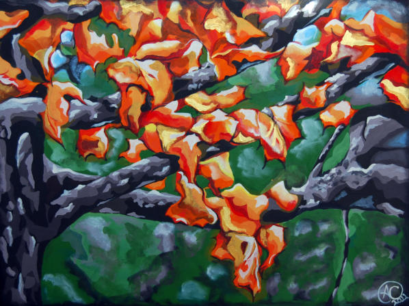 "Fall Leaves"  Acrylic on Canvas 23"x31"
