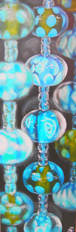 "Beads"   Acrylic on Canvas 12"x36"