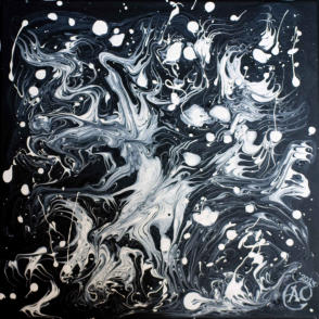 "Universe in Black"   Acrylic on Canvas 12"x12"