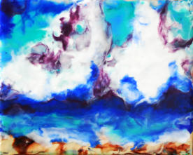 "Encaustic Clouds 2"   Wax oil on Canvas 8"x10"